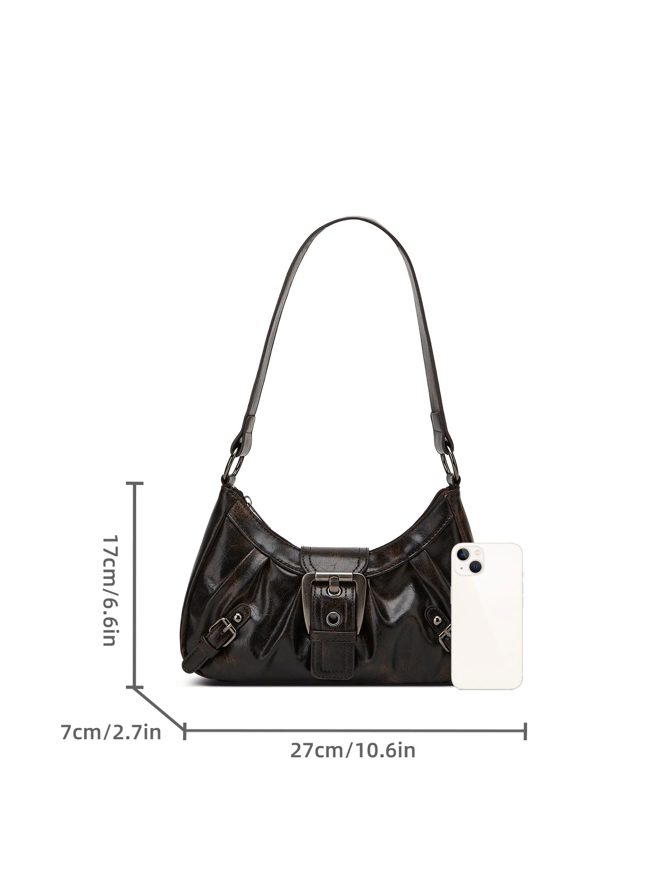 Y2K Pleated Rivet Shoulder Bag | Wovetsa