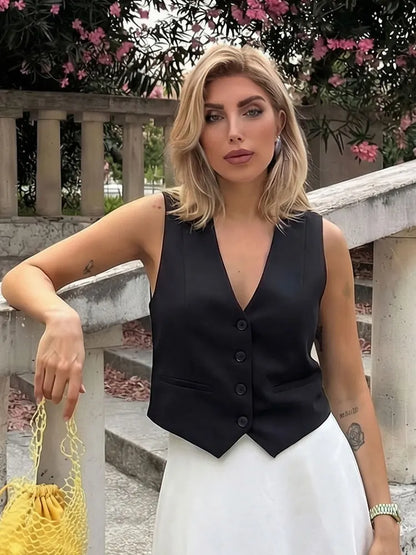 Cropped Suit Vest | Wovetsa