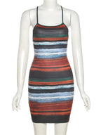 Striped Backless Mini Dress | Wovetsa