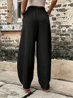 Plus Size Women's Cotton-Linen Harem Trousers | Wovetsa