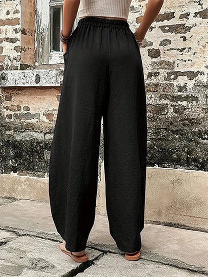 Plus Size Women's Cotton-Linen Harem Trousers | Wovetsa