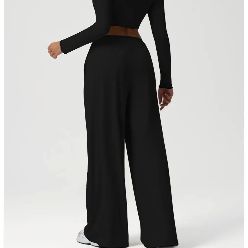 High-Waist Drawstring Wide-Leg Pants | Wovetsa