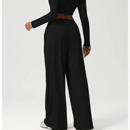 High-Waist Drawstring Wide-Leg Pants | Wovetsa