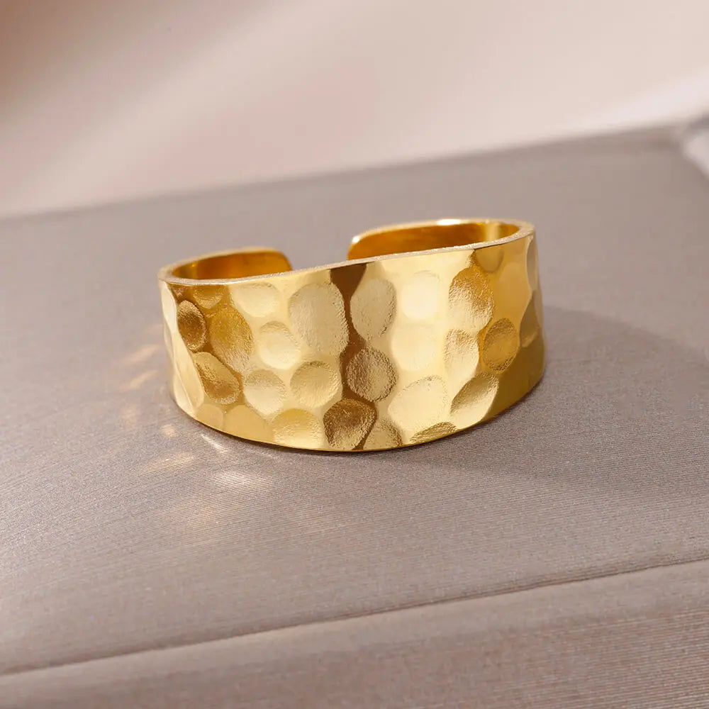 Gold-Tone Stainless Steel Cocktail Ring | Wovetsa