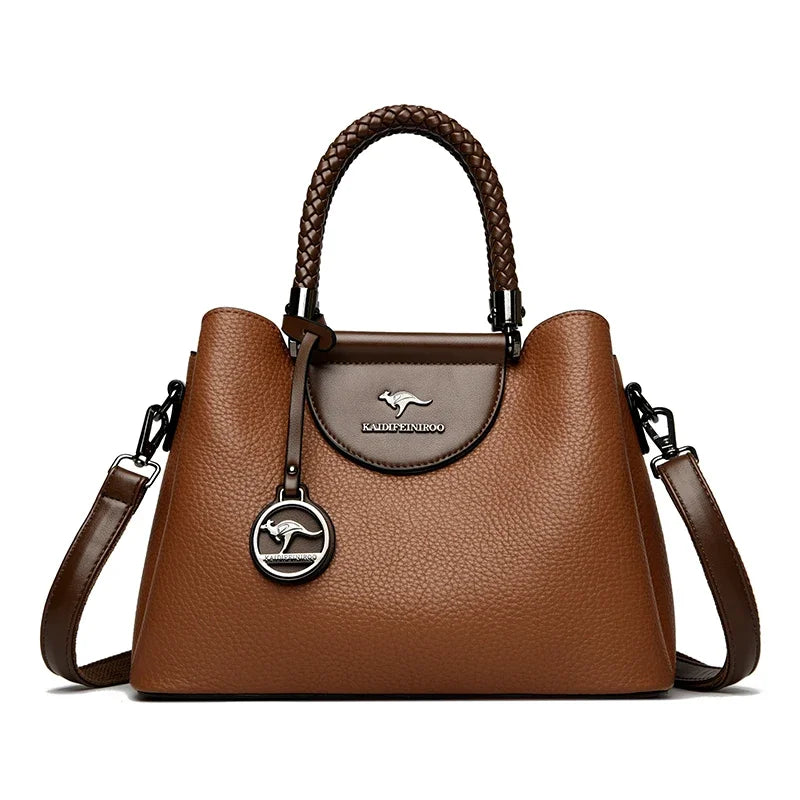 3-Layer PU Leather Tote Shoulder Bag | Wovetsa
