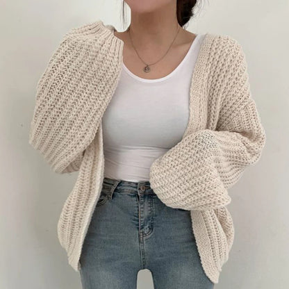 Lantern Sleeve Knit Cardigan | Wovetsa