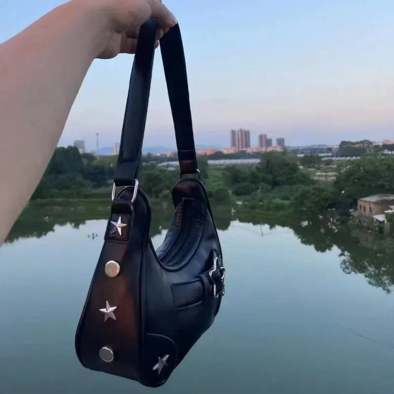 Star Detail Vegan Leather Shoulder Bag | Wovetsa