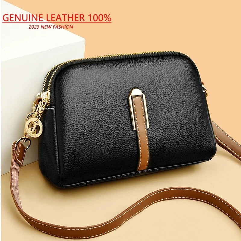 Genuine Leather Shell Flap Crossbody Bag | Wovetsa