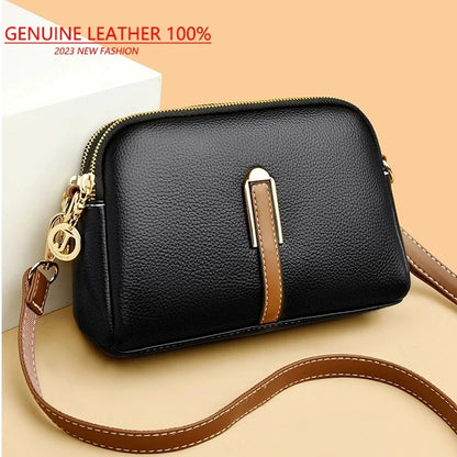 Genuine Leather Shell Flap Crossbody Bag | Wovetsa