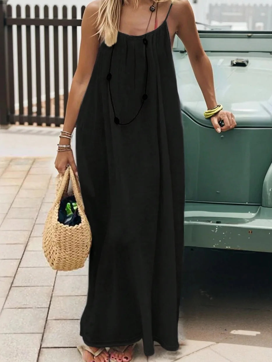 Loose Fit Spaghetti Strap Vacation Dress | Wovetsa