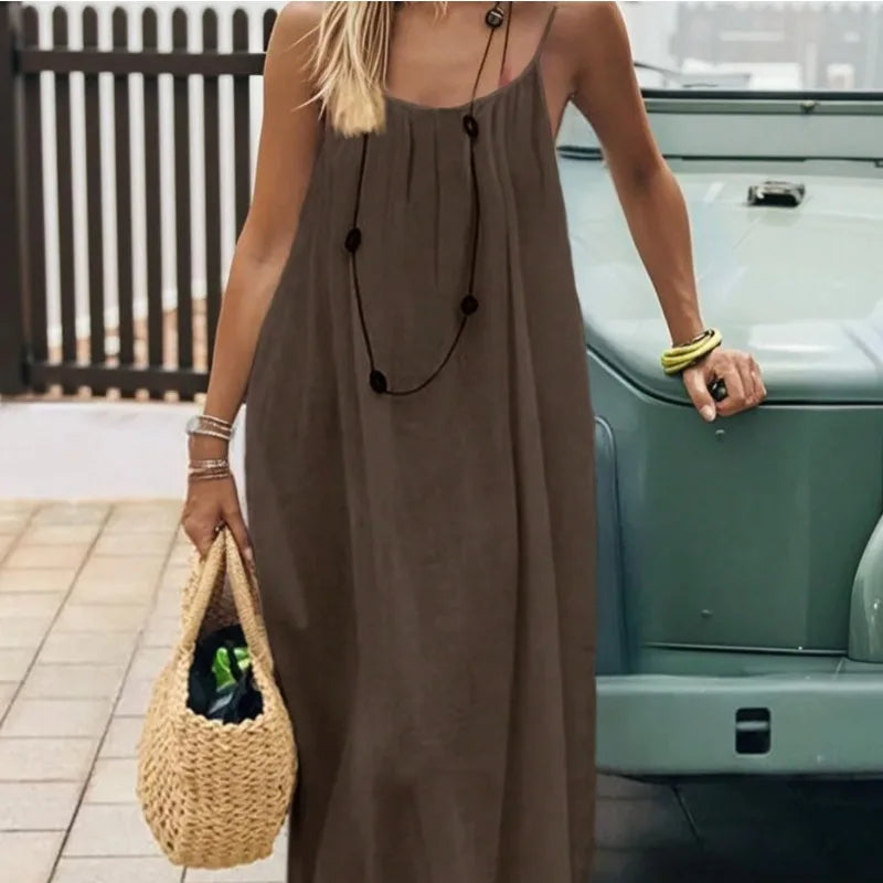 Loose Fit Spaghetti Strap Vacation Dress | Wovetsa