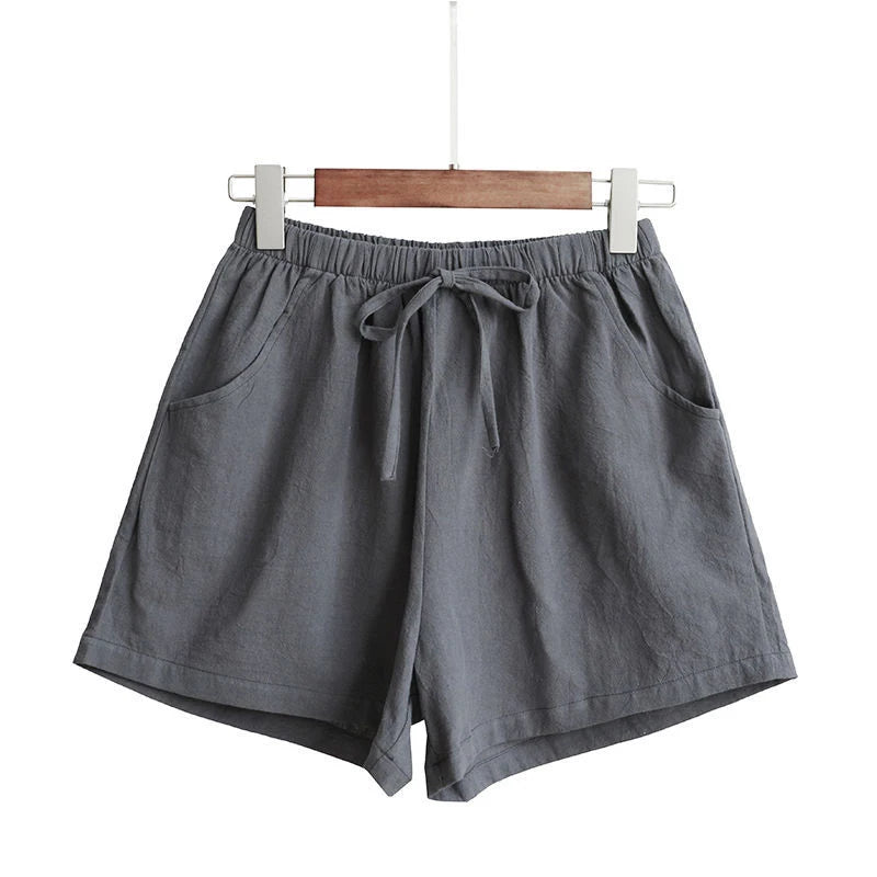 High Waist Cotton Linen Shorts | Wovetsa