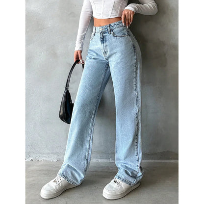 Women's Vintage Wash Wide Leg Jeans | Wovetsa