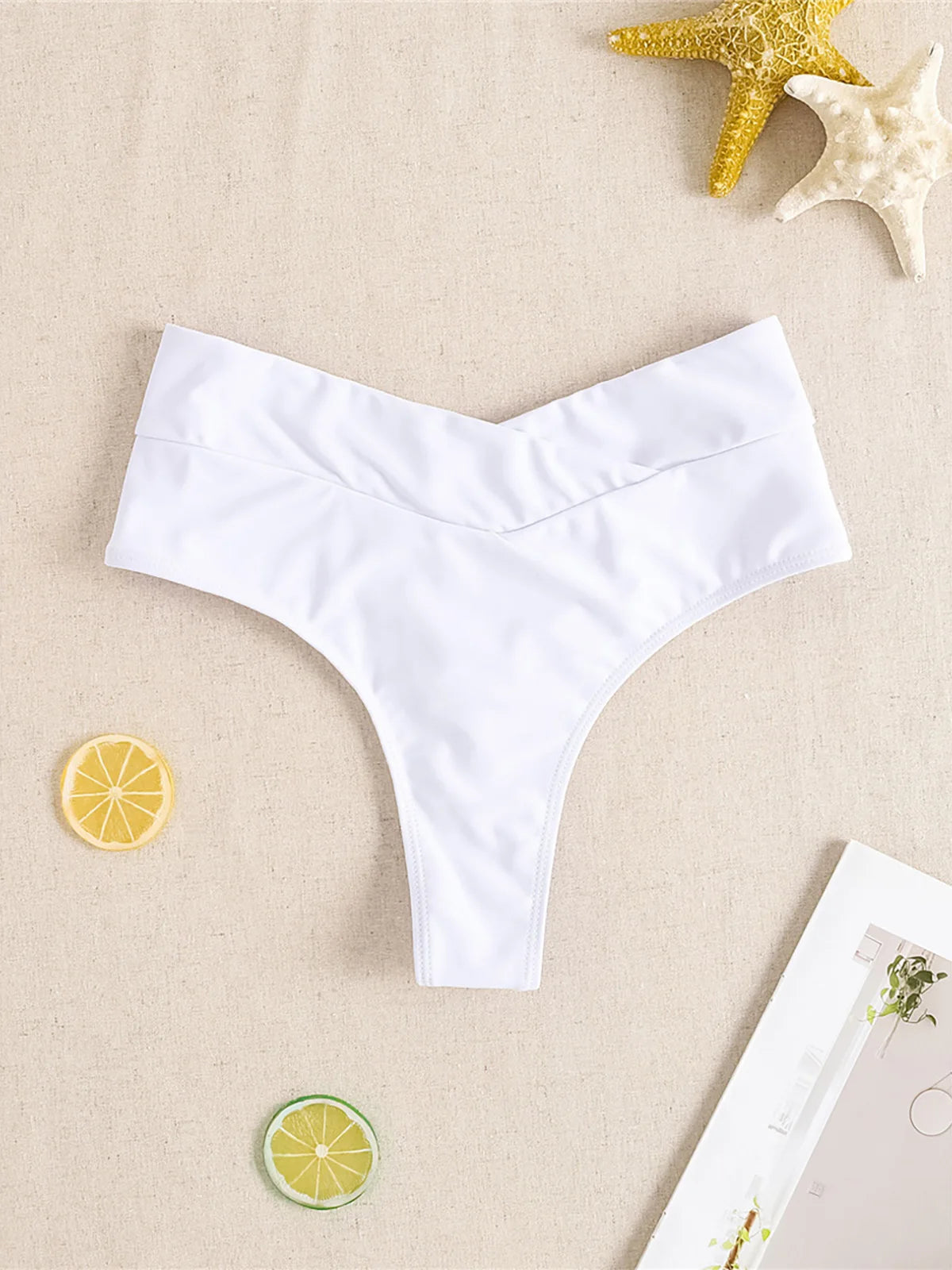 High Waist High-Leg Cut Bikini Bottom | Wovetsa