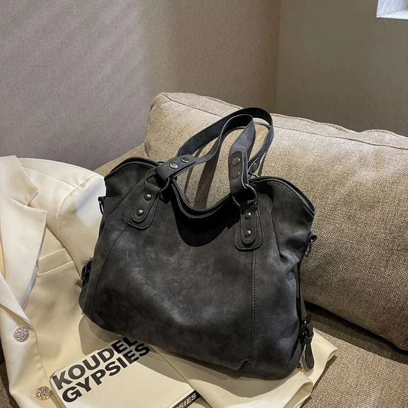 Large Capacity Vintage PU Tote Bag | Wovetsa