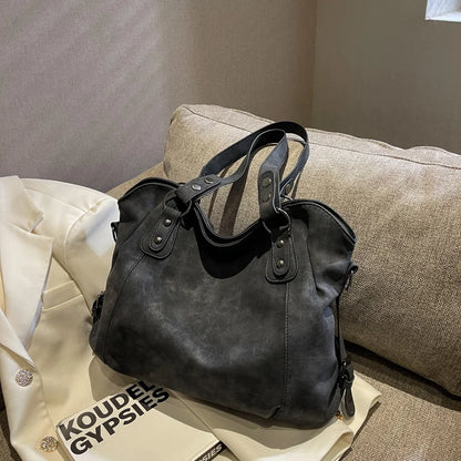 Large Capacity Vintage PU Tote Bag | Wovetsa