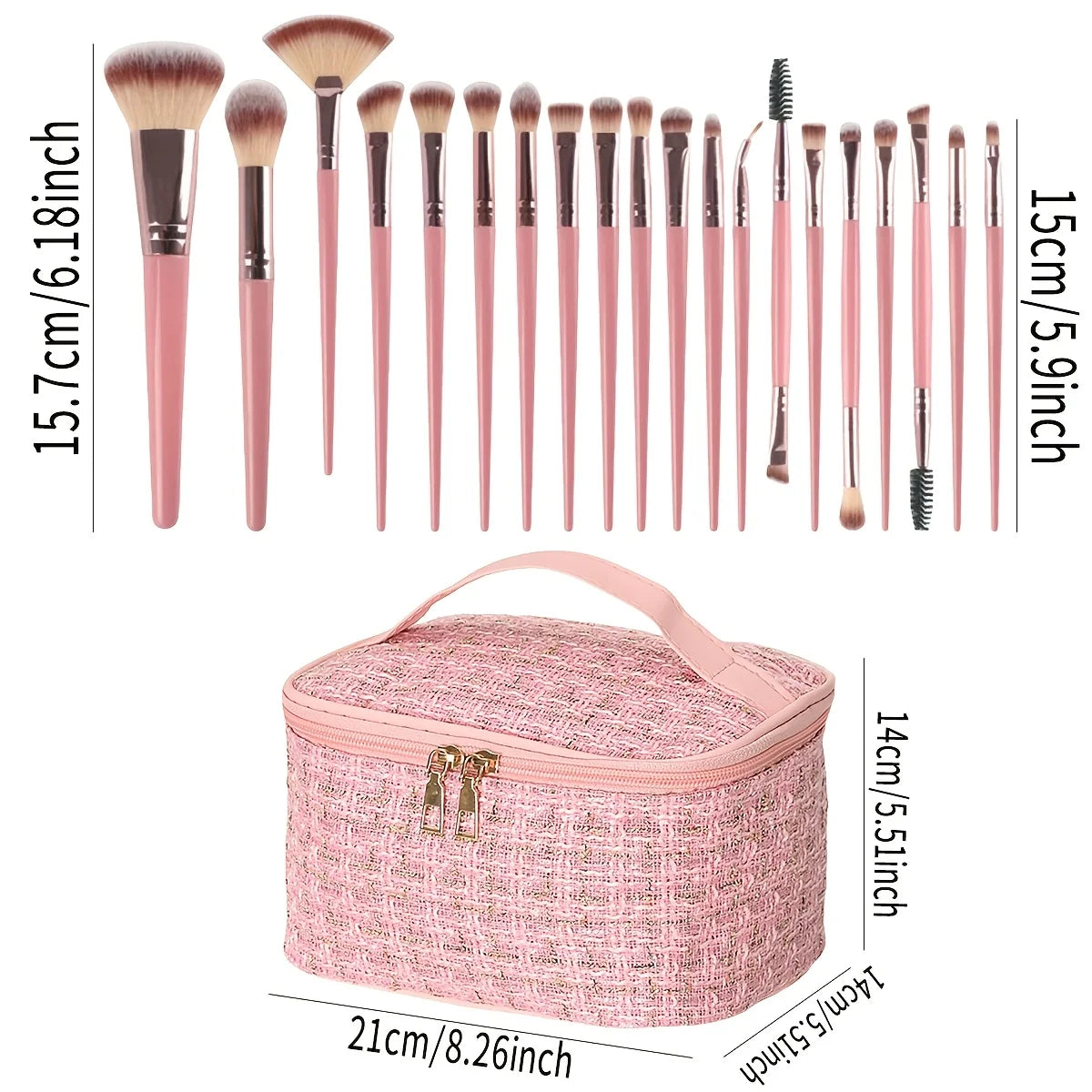 40-Piece Pink Makeup Brush Set with Travel Bag | Wovetsa