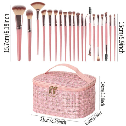 40-Piece Pink Makeup Brush Set with Travel Bag | Wovetsa
