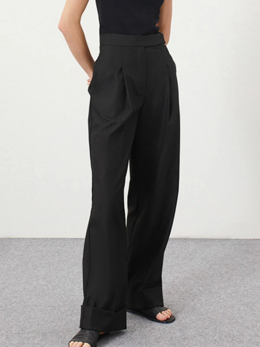 High-Waist Wide-Leg Office Trousers | Wovetsa