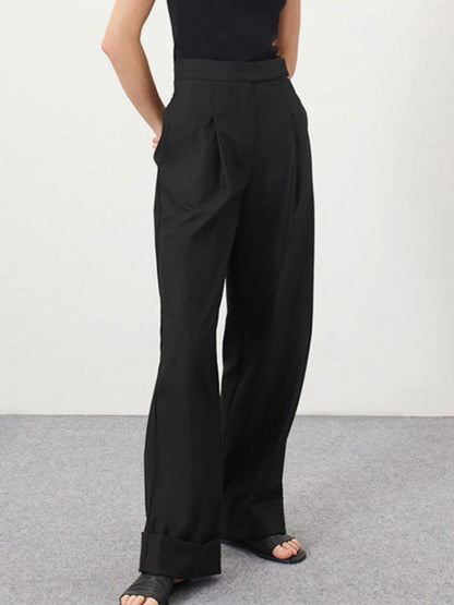 High-Waist Wide-Leg Office Trousers | Wovetsa
