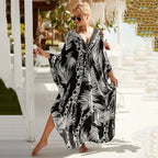 Animal Print Kaftan Beach Cover-Up Dress | Wovetsa
