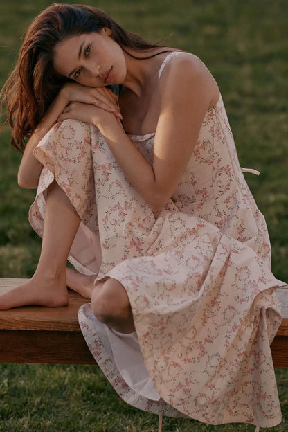 Floral Corset Midi Sun Dress | Wovetsa