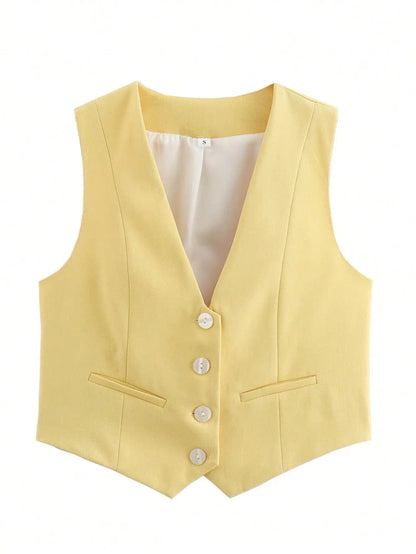 Cropped Suit Vest | Wovetsa