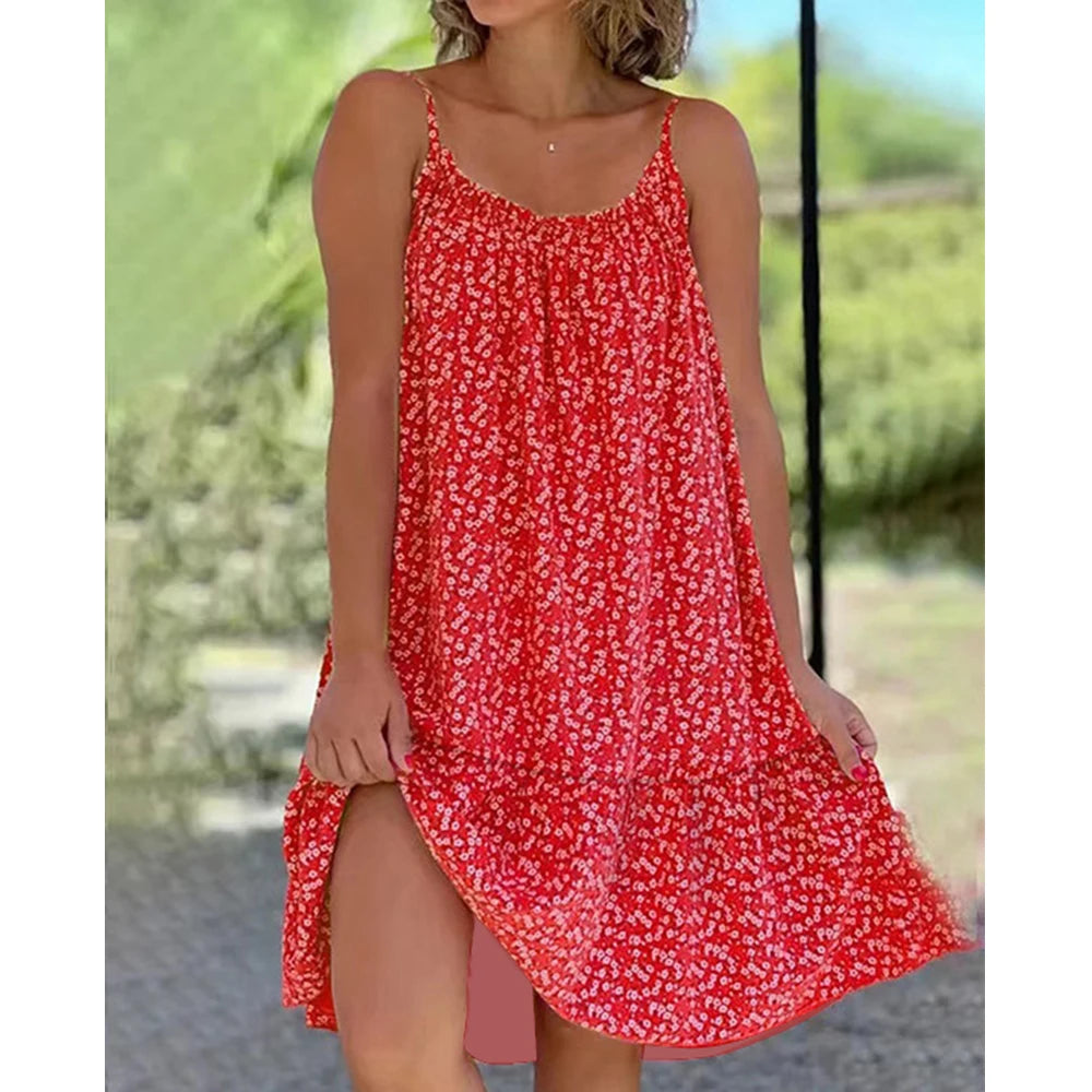 Floral Print Spaghetti Strap Sundress | Wovetsa