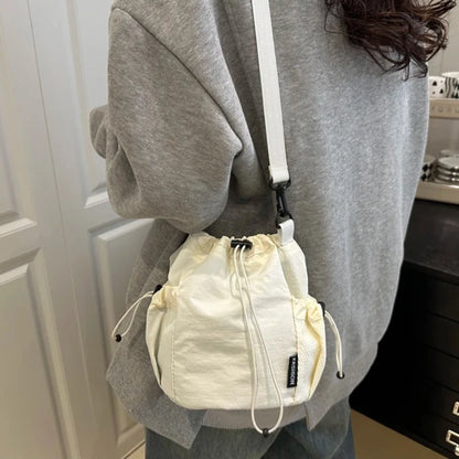 Nylon Drawstring Bucket Crossbody Bag | Wovetsa