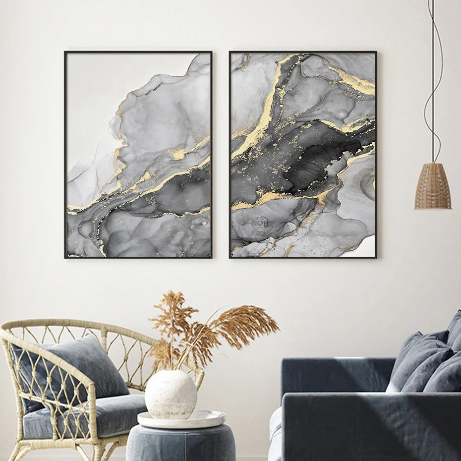 Minimalist Marble Beige Abstract Canvas Wall Art Set of 3 | Wovetsa