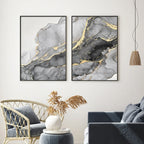Minimalist Marble Beige Abstract Canvas Wall Art Set of 3 | Wovetsa