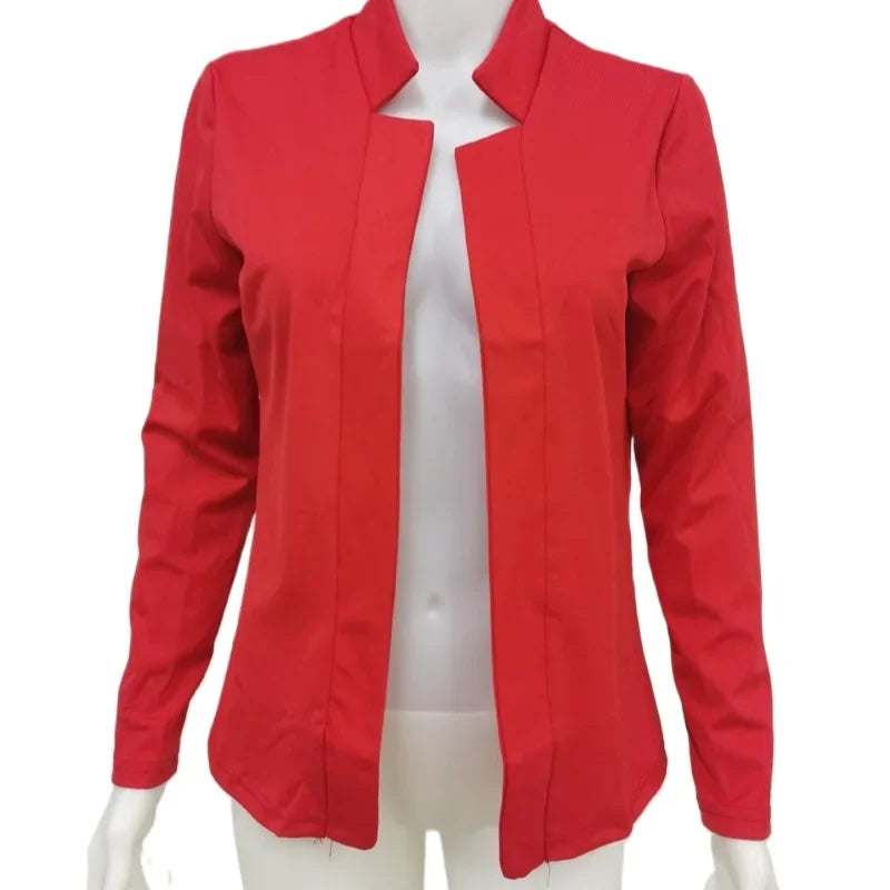 Open Stitch Mandarin Collar Blazer | Wovetsa