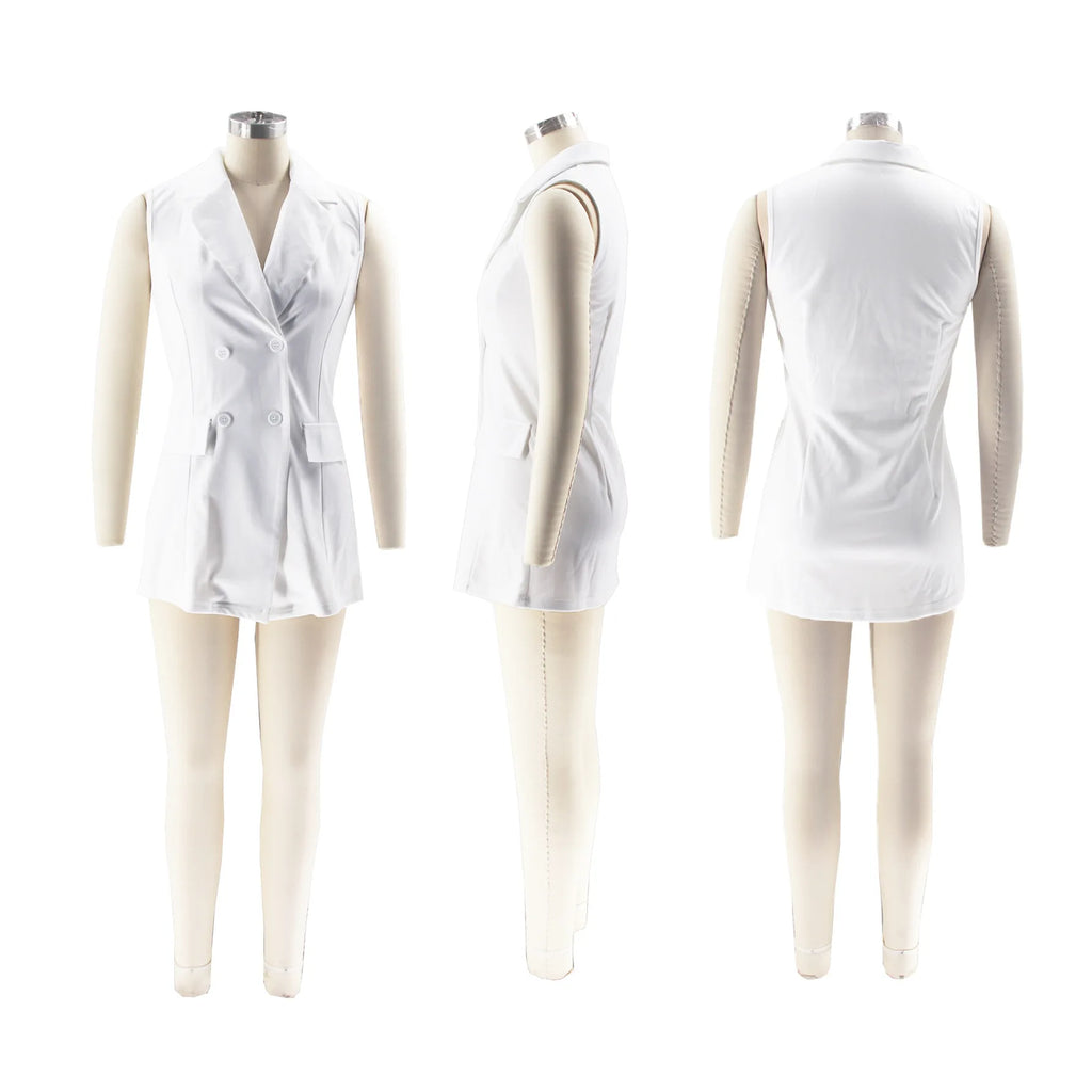 Square Neck Sleeveless Slim Blazer Vest | Wovetsa