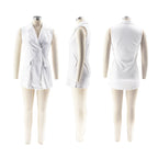 Square Neck Sleeveless Slim Blazer Vest | Wovetsa