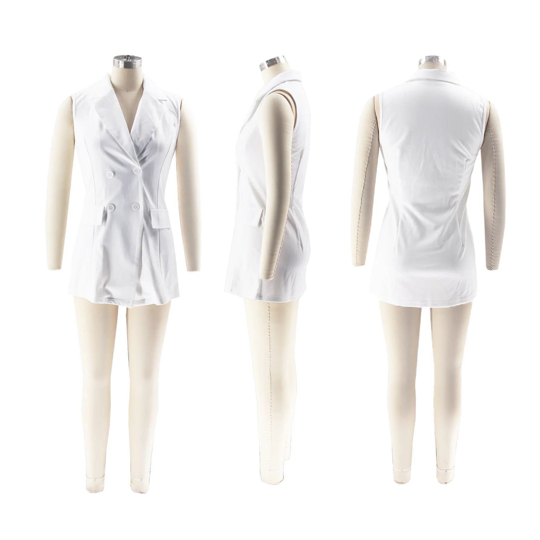Square Neck Sleeveless Slim Blazer Vest | Wovetsa