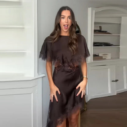 Lace-Edge Knee-Length Skirt Dress | Wovetsa