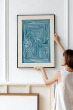 Blue Line Art Abstract Canvas Print | Wovetsa