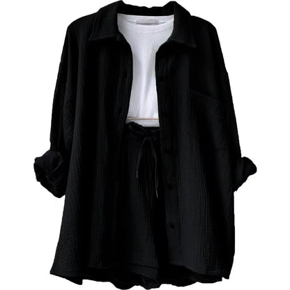 Long Shirt & High Waist Shorts Set | Wovetsa