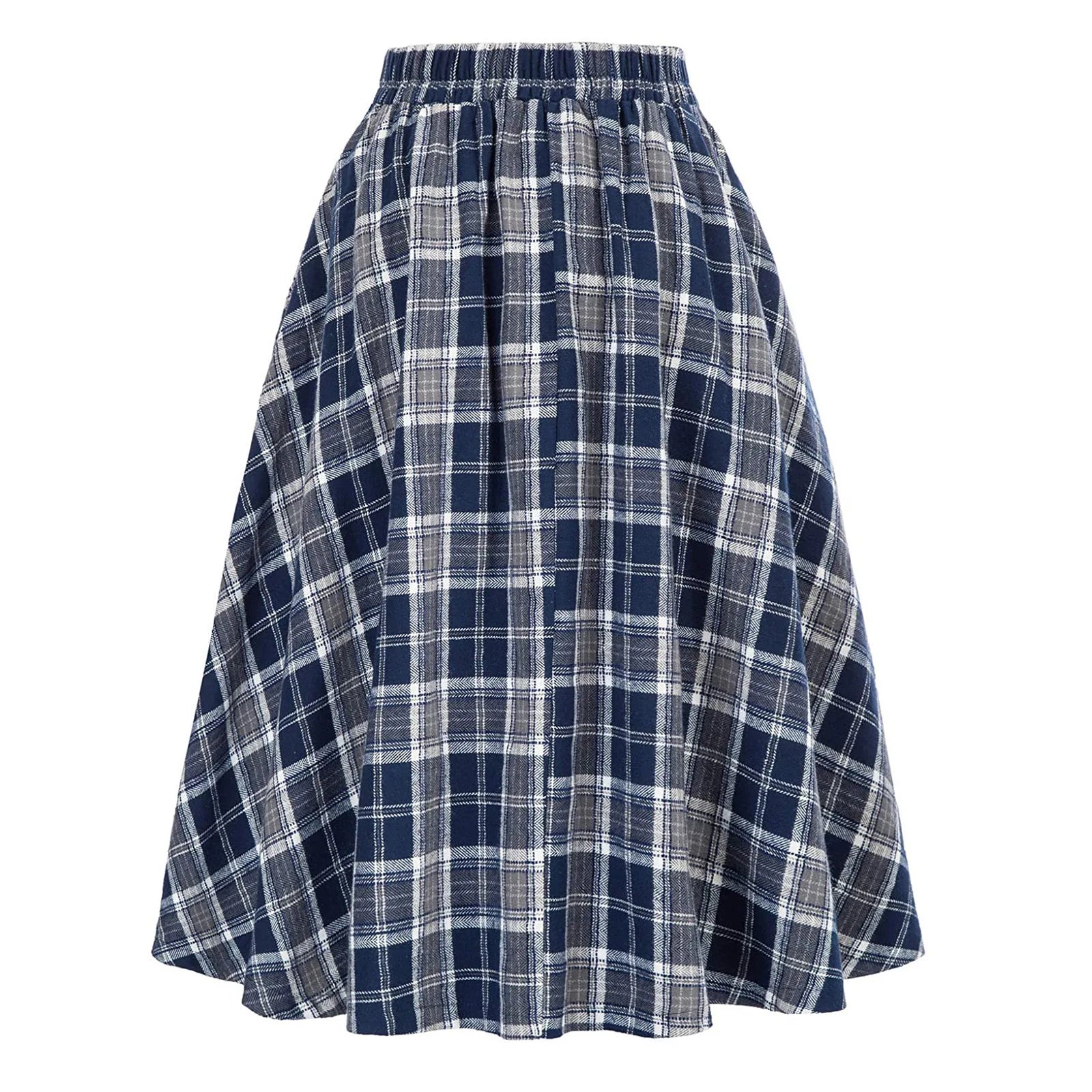 High Waist Plaid A-Line Swing Skirt | Wovetsa
