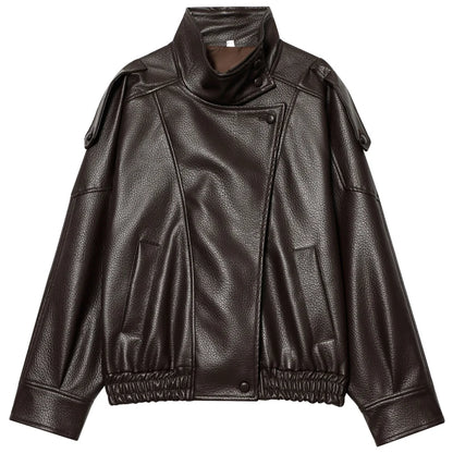 Cropped Leather Bomber Jacket | Wovetsa