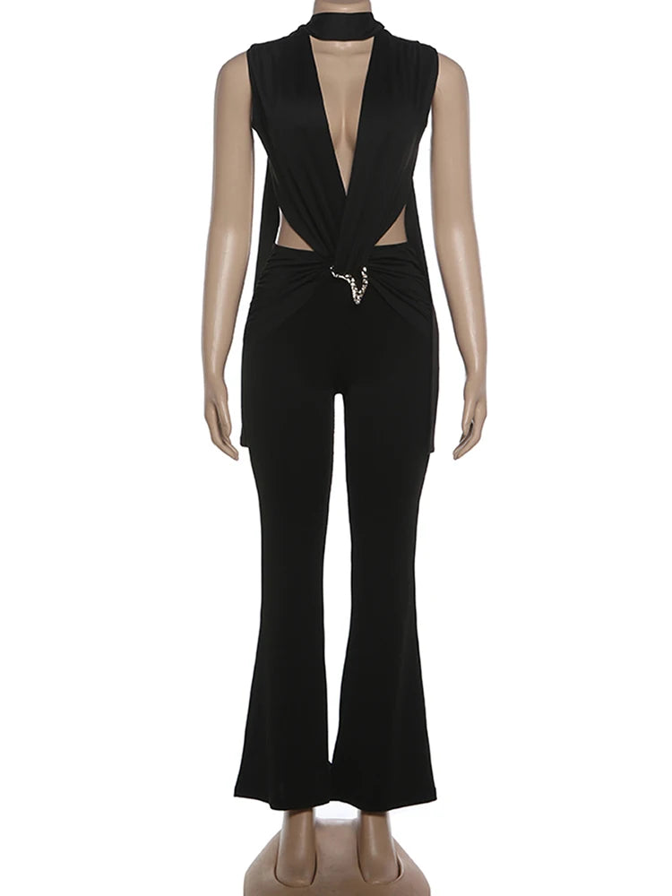 Sexy Ruched Hollow Bandage Jumpsuit | Wovetsa