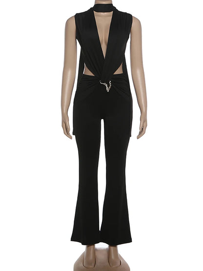 Sexy Ruched Hollow Bandage Jumpsuit | Wovetsa