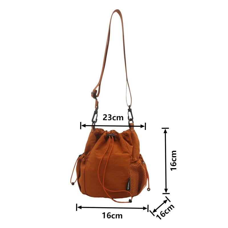 Nylon Drawstring Bucket Crossbody Bag | Wovetsa