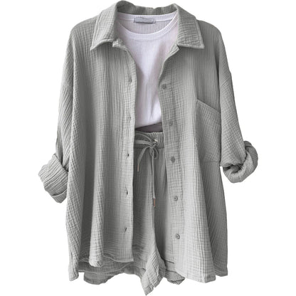 Long Shirt & High Waist Shorts Set | Wovetsa