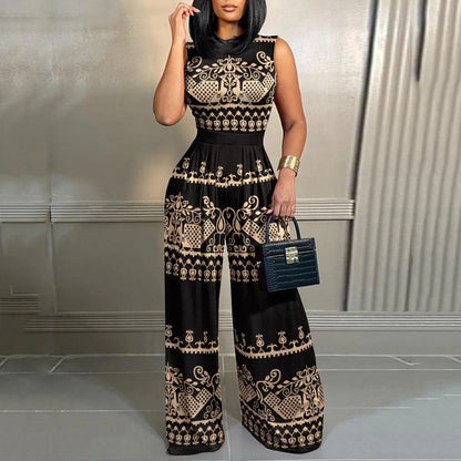 Women's Printed Wide Leg Jumpsuit | Wovetsa