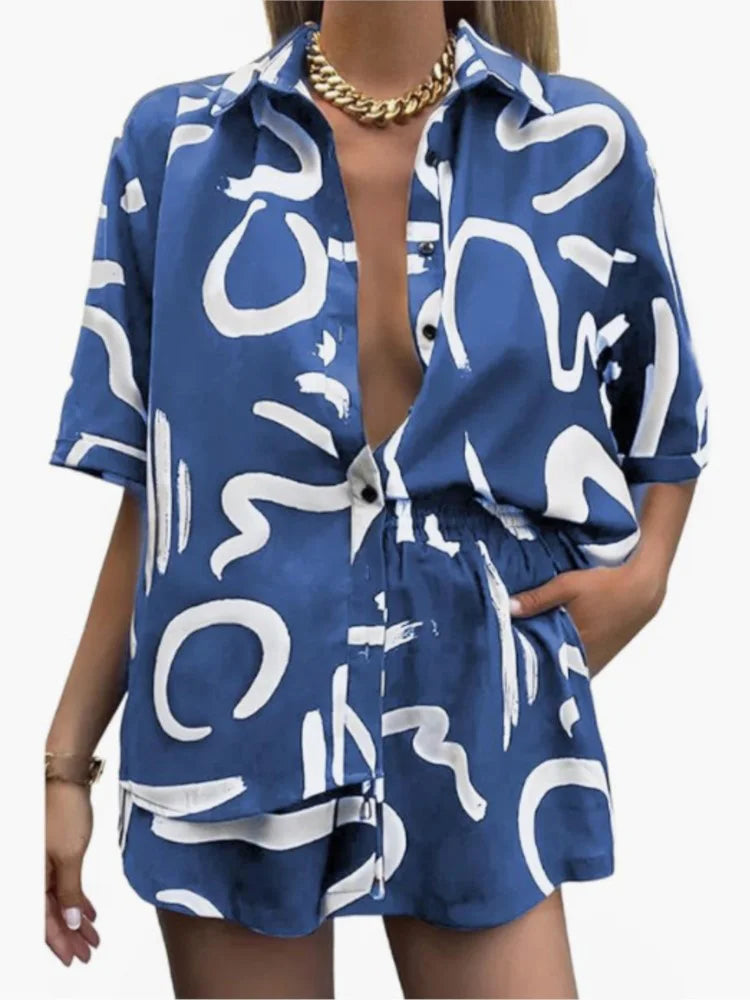 Print Shirt & Shorts Two Piece Set | Wovetsa