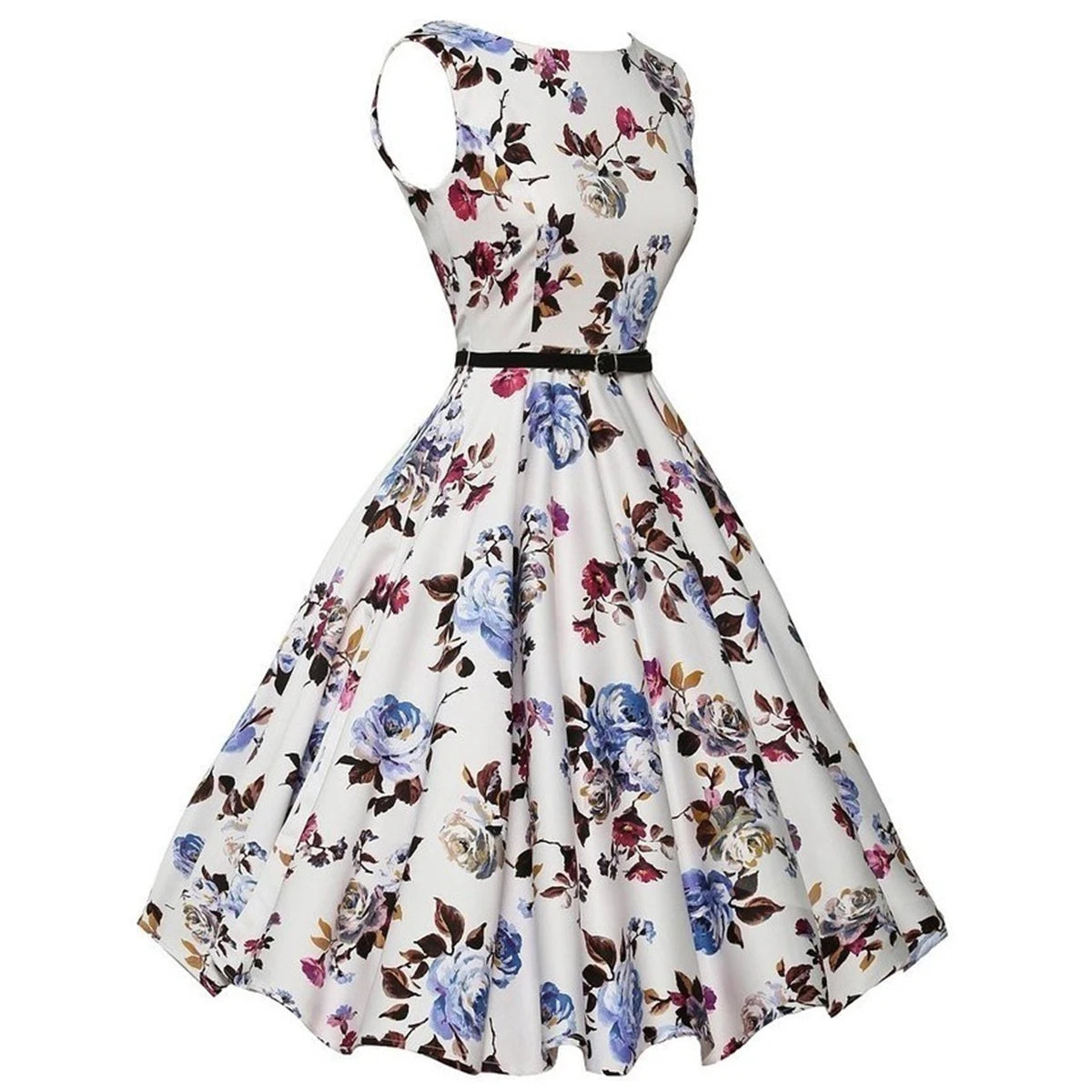 Floral Retro Swing Midi Dress | Wovetsa