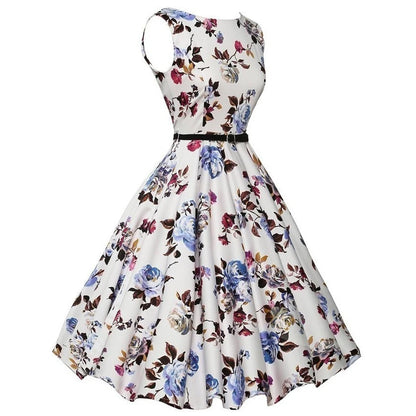 Floral Retro Swing Midi Dress | Wovetsa
