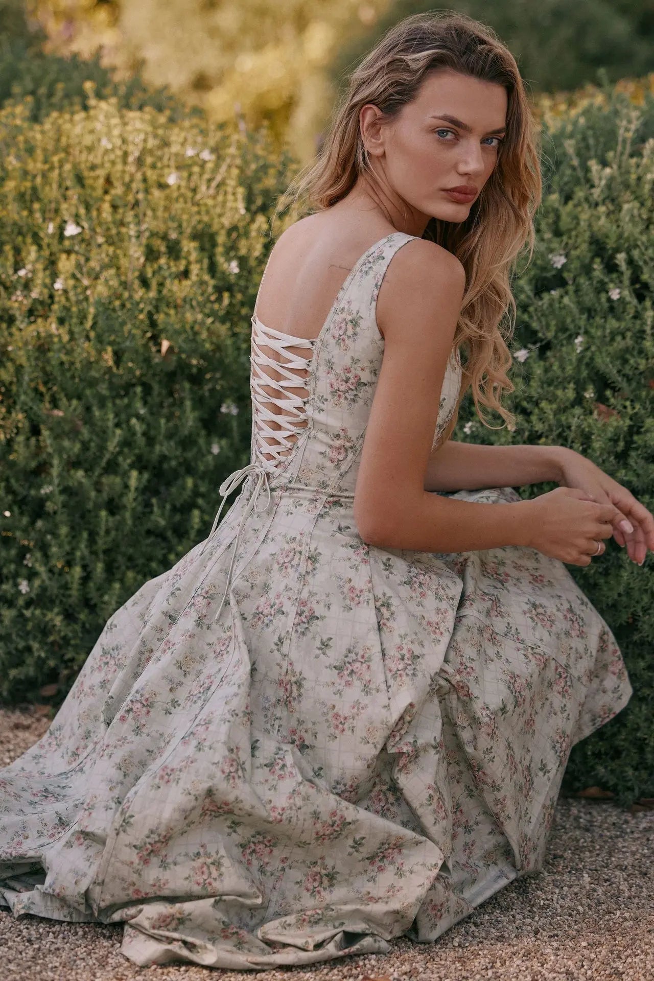 Floral Corset Midi Sun Dress | Wovetsa