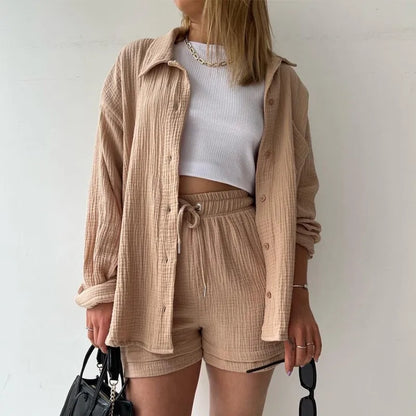 Long Shirt & High Waist Shorts Set | Wovetsa